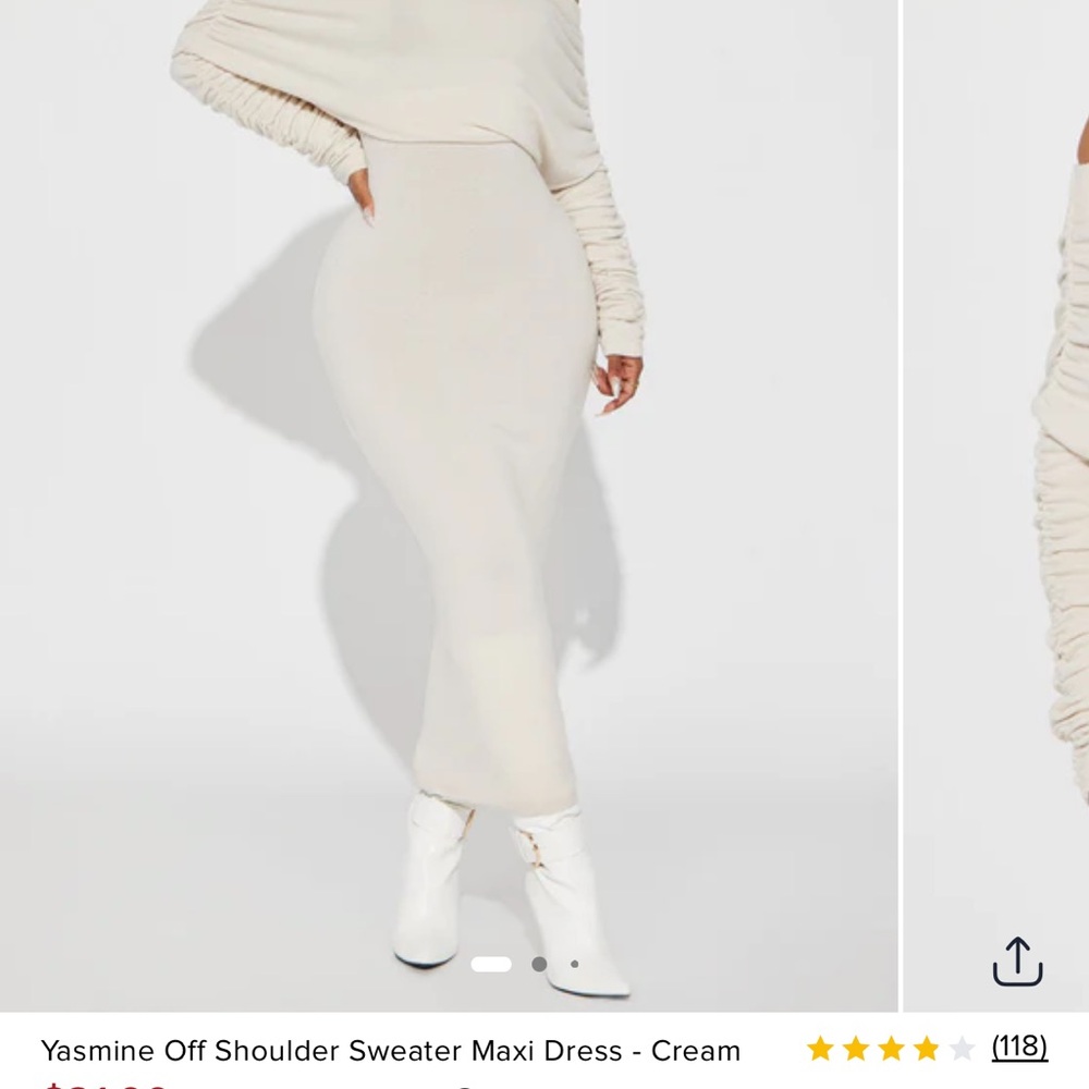 Fashion Nova Cream Off Shoulder Maxi Dress